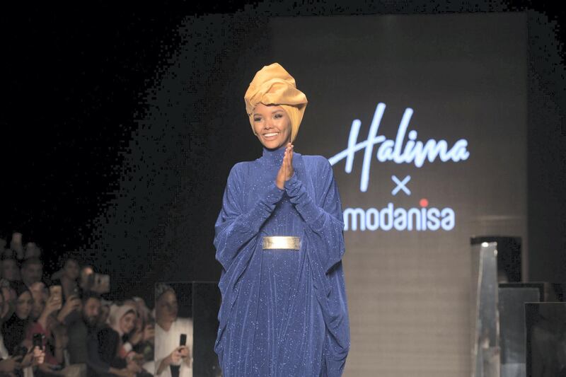 Halima Aden launched her own line of hijabs at Modanisa Istanbul modest fashion week. All photos by Rooful Ali