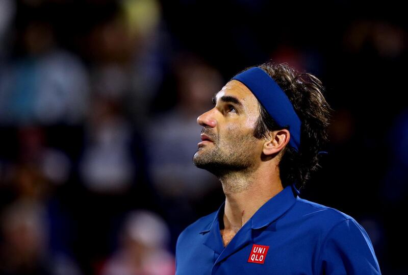 Federer looks on during a match in which he was pushed hard. Getty Images