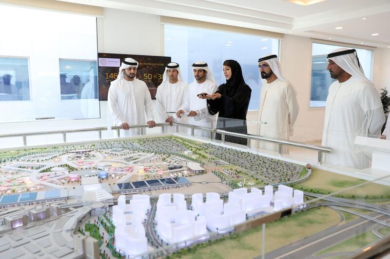 Sheikh Mohammed was accompanied on his tour of the site by Sheikh Hamdan bin Mohammed, Crown Prince of Dubai, Sheikh Maktoum bin Mohammed, Deputy Ruler of Dubai, Sheikh Ahmed bin Saeed Al Maktoum, Chairman of the Expo 2020 Dubai Higher Committee and President of the Department of Civil Aviation, and committee members.
