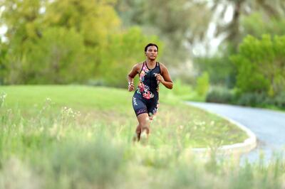 Dubai, United Arab Emirates - July 23, 2019: Sylvia George has been a nurse for 12 years and has qualified for the World Ironman championships in Nice. Tuesday the 23rd of July 2019. Al Ain Golf and equestrian club, Al Ain. Chris Whiteoak / The National