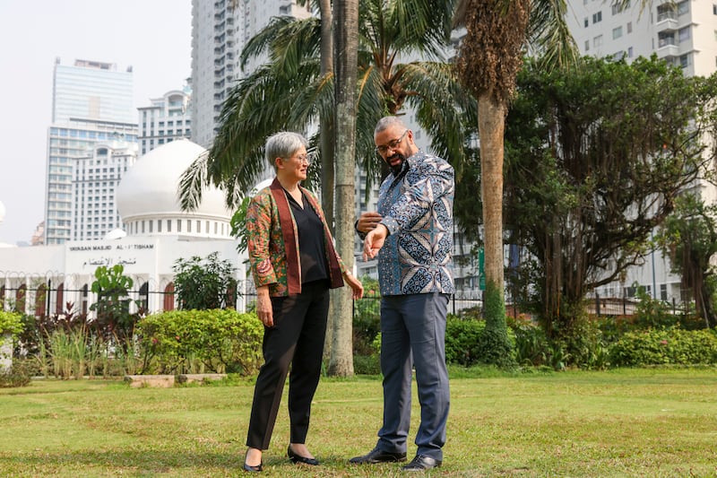Mr Cleverly speaks with Penny Wong, Australia's Foreign Minister, during the Asean foreign ministers' summit in Jakarta in July. Photo: No 10 Downing Street