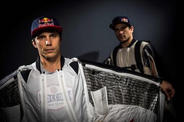 French wingsuit jumpers Vince Reffet (L) and Fred Fugen (R) pictured in 2017. Lionel Bonaventure / AFP 