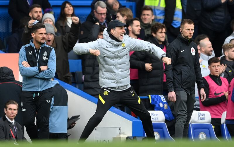 Chelsea manager Thomas Tuchel celebrates the winning goal. Getty