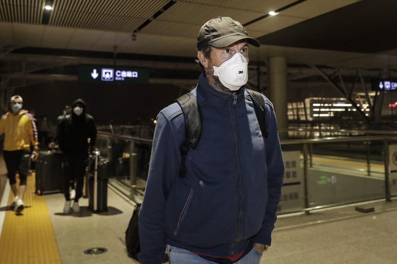 Jose Gonzalez, head coach of Wuhan Zall football team, arrives at Wuhan railway station in Hubei, China. The Wuhan Zall football team left Wuhan on January 5, 2020 for a training session in Guangzhou of Guangdong Province. Since then the team have spent 104 days training in Malaga, Spain and other cities in Guangdong before finally returning. Getty