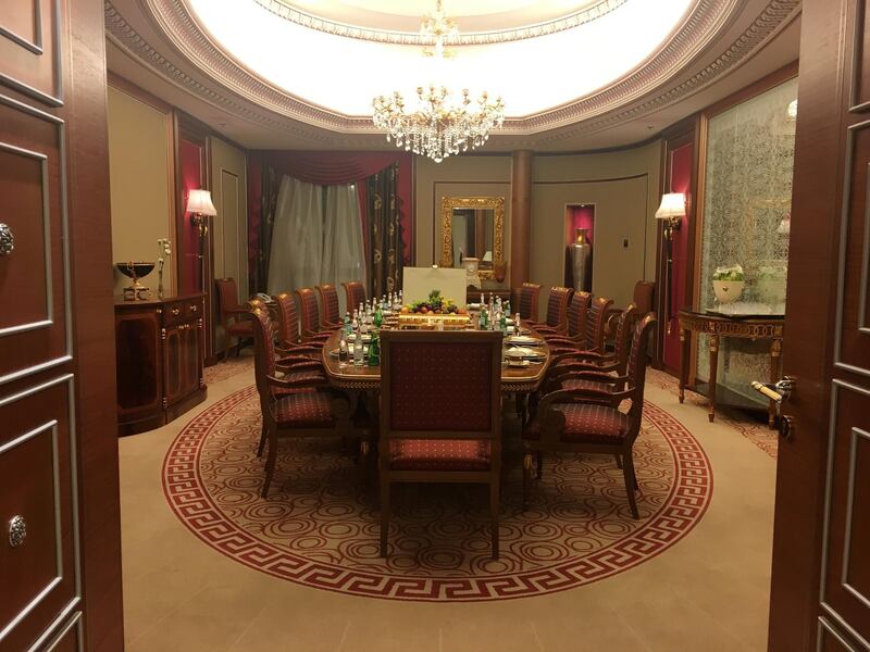Part of the suite where Saudi Arabian billionaire Prince Alwaleed bin Talal has been detained, at the Ritz-Carlton in Riyadh. Katie Paul / Reuters