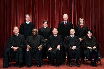 Members of the US Supreme Court, on April 22, 2021. AFP