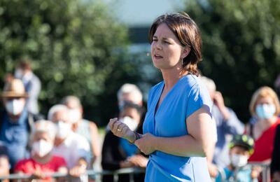 Green party candidate Annalena Baerbock stumbled after a strong start to her election campaign. Getty 