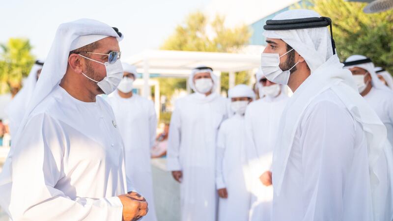 Sheikh Hamdan bin Mohammed bin Rashid Al Maktoum, Crown Prince of Dubai has met with Sheikh Hamdan bin Zayed Al Nahyan, Ruler's Representative in Al Dhafra Region. WAM