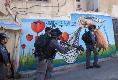 Israeli security forces in Jerusalem's Silwan neighbourhood on June 29. AFP 