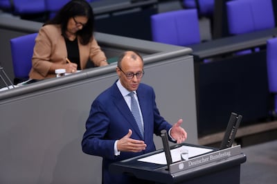 Opposition leader Friedrich Merz criticised the record of Olaf Scholz's government. Getty Images