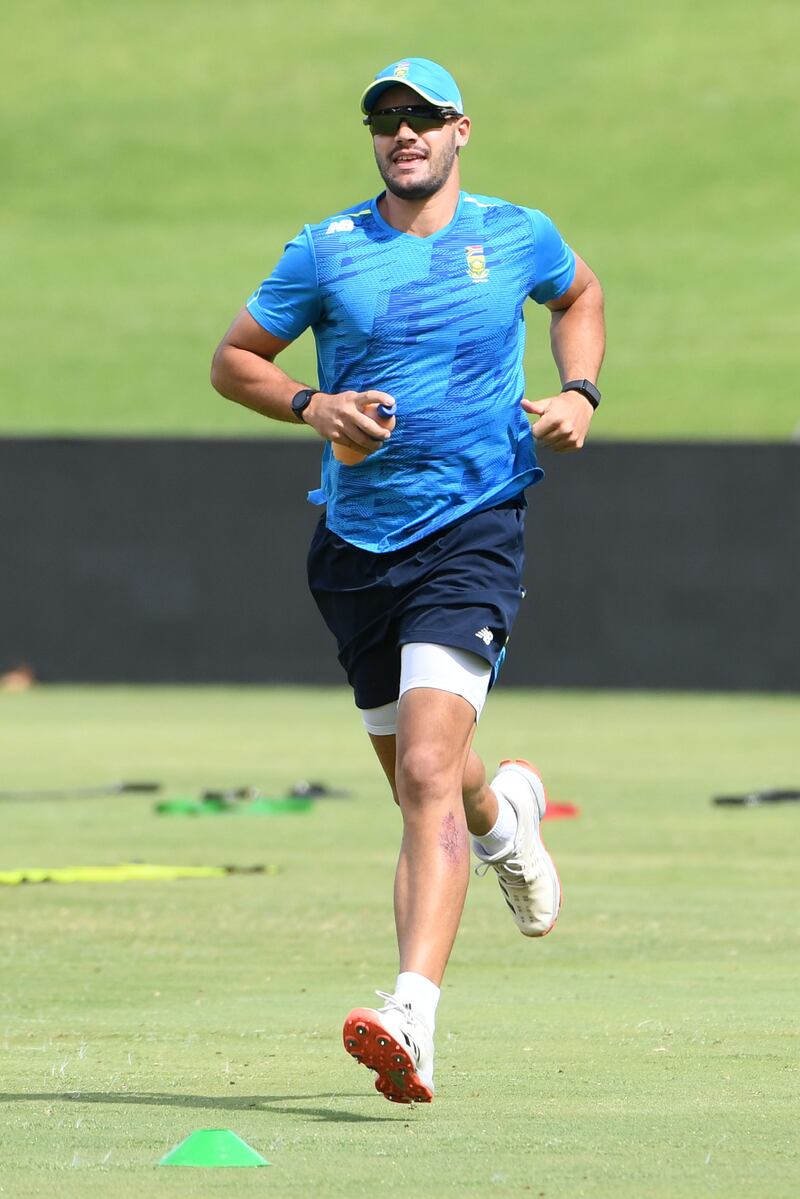 Aiden Markram of South Africa trains at SuperSport Park. Getty
