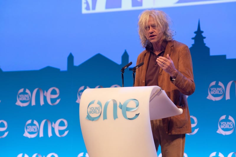 Bob Geldof speaks at the One Young World summit in The Hague. One Young World