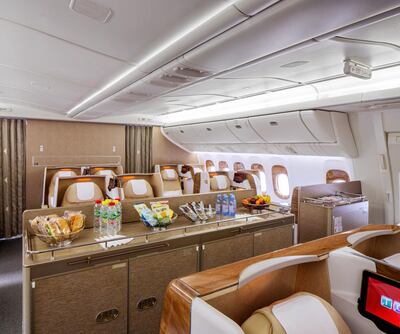 Social Area is stocked with snacks throughout the flight. Courtesy Emirates</p>