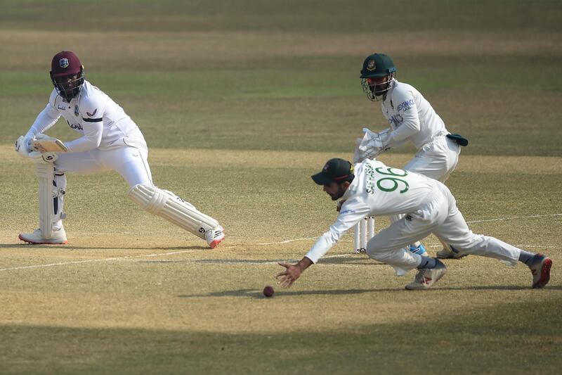 West Indies' Kyle Mayers plays a shot. AFP