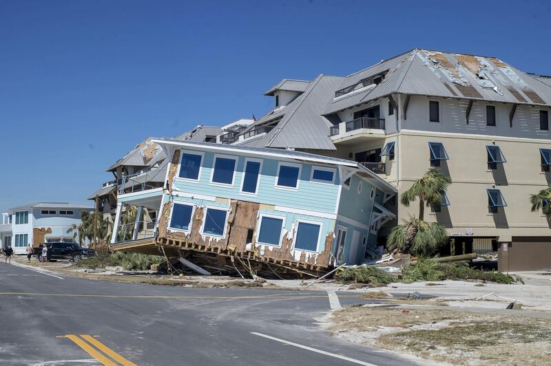 A house stands damaged after Hurricane Michael hit in Mexico Beach, Florida. Bloomberg