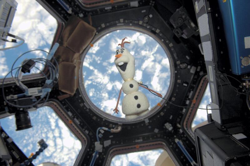 Col Shkaplerov then took Olaf from Disney's Frozen into space on his 2014-2015 mission. Anton Shkaplerov / Roscosmos