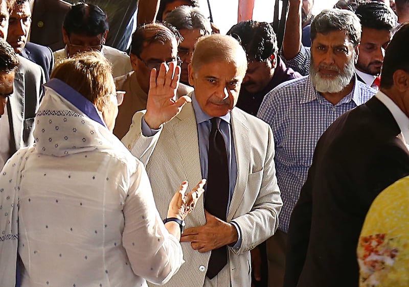 Pakistan Prime Minister Shehbaz Sharif arrives to meet collation partners of his newly formed government during his visit to Karachi last month. EPA