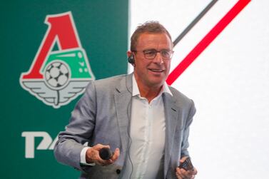 Lokomotiv Moscow's head of sports and development Ralf Rangnick of Germany attends a press conference in Moscow, Russia, 19 October 2021.  FC Lokomotiv Moscow, one of the oldest soccer clubs in Russia, founded on 23 July 1922, presented a new strategy of the club development.   EPA / SERGEI ILNITSKY