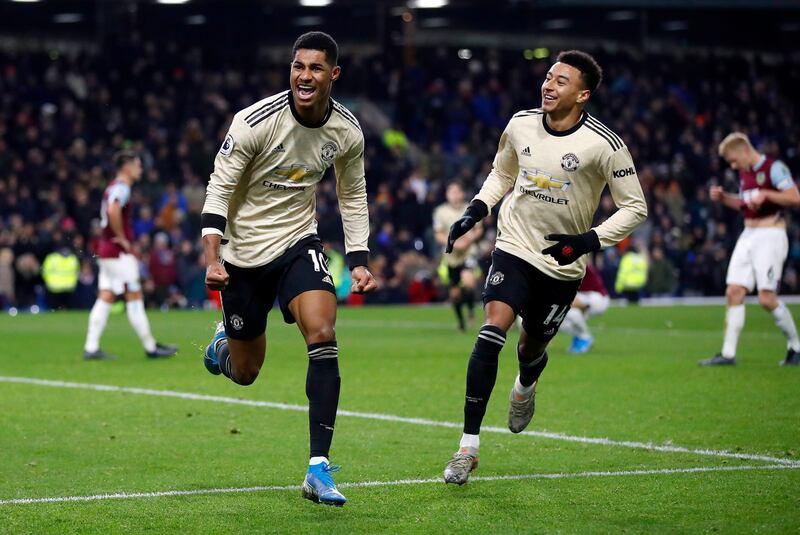 Manchester United's Marcus Rashford (left) celebrates scoring the second goal. PA