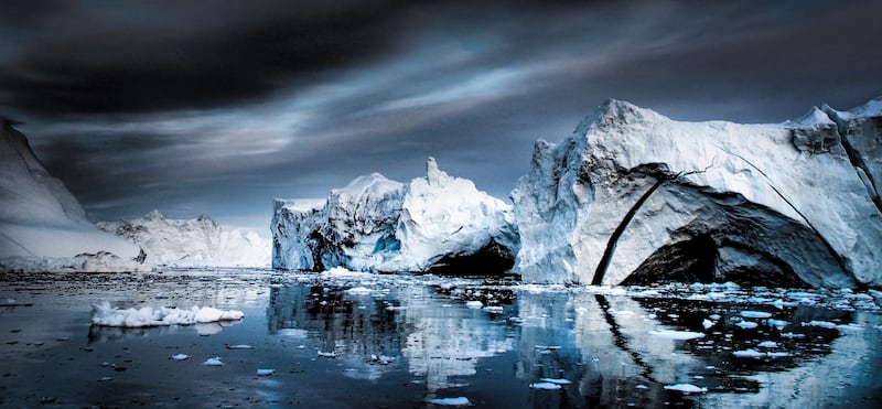 Icebergs in Ilulissat municipality, Greenland. 