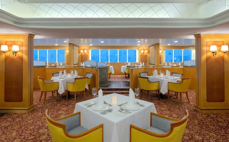 The dining room of the Queens Grill is open from 7pm to 11pm - and the strict dress code remains the same as when the QE2 sailed, jackets for men are required