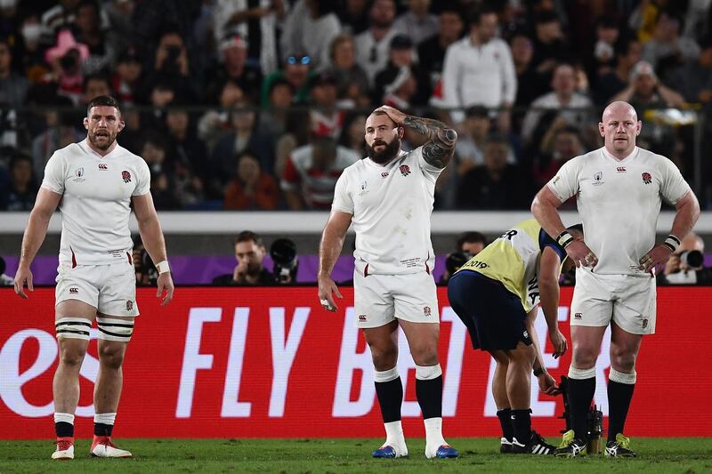 England players react after losing the Japan 2019 Rugby World Cup final. AFP