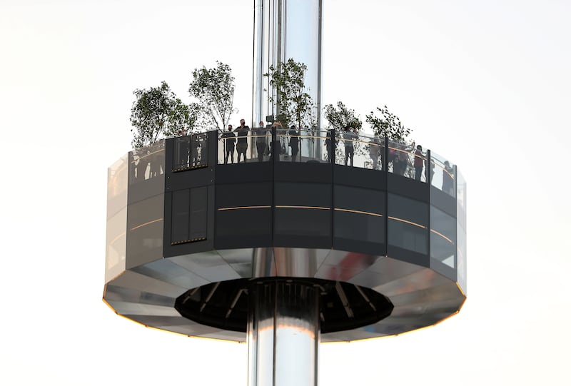 The Garden in the Sky is a rotating observation tower that soars 55 metres above the ground for a bird’s eye view of the site. Pawan Singh / The National