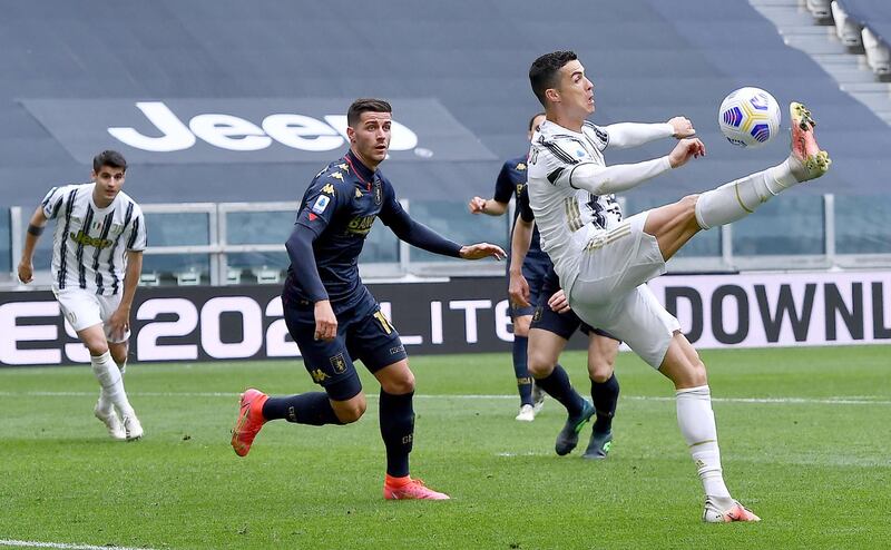 Juve's Cristiano Ronaldo controls the ball. EPA