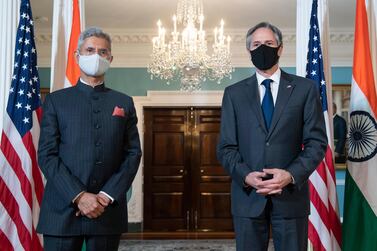 US Secretary of State Antony Blinken, right, told Indian Foreign Minister Subrahmanyam Jaishankar that the US is 'there for India'. AP