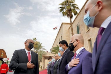 Iraqi Prime Minister Mustafa Al Kadhimi receives the Jordan Prime Minister of Bisher Al Khasawneh.Courtesy Prime Minister of Iraq