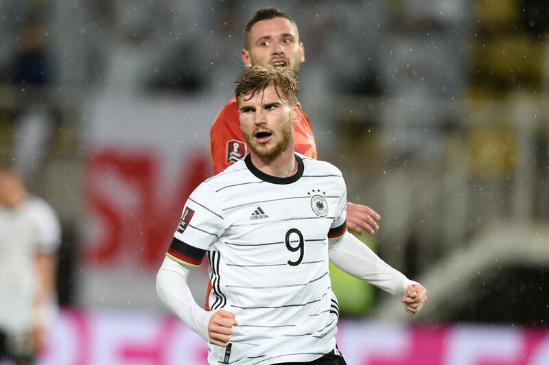 Germany forward Timo Werner celebrates after scoring his team's second goal. AFP