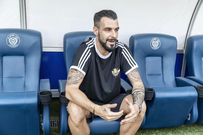 DUBAI, UNITED ARAB EMIRATES. 15 MAY 2019. Alvaro Negredo, former Manchester City player and Spain international, now playing and living in the UAE for Al Nasr. (Photo: Antonie Robertson/The National) Journalist: John McAuley. Section: Sport.