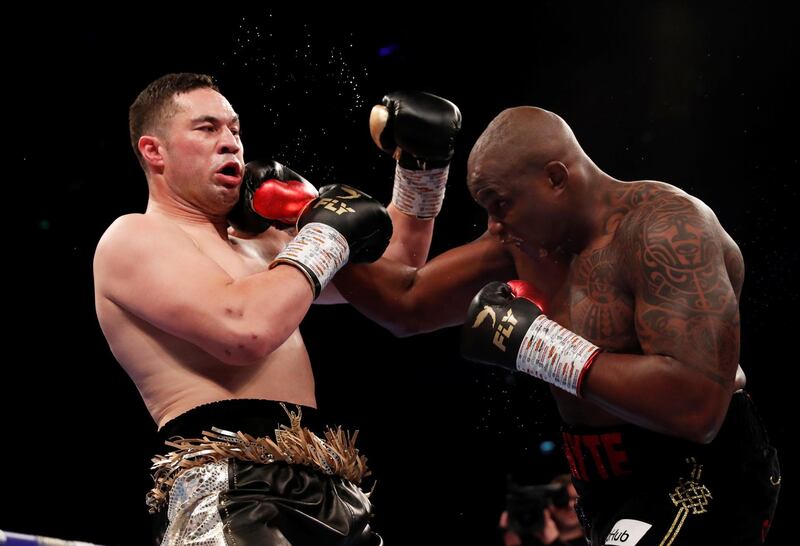 Dillian Whyte and Joseph Parker trade blows. Reuters
