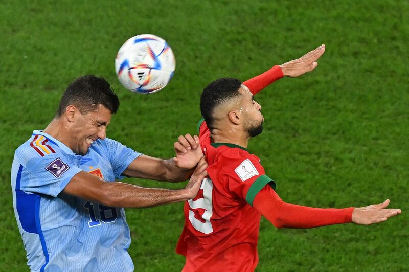 Rodri, 8 - The Manchester City defender and his club teammate Laporte completed more passes than the entire Morocco team. Little got past them, but when they were beaten Morocco had three solid chances. AFP