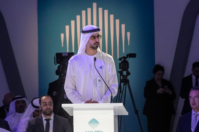 Omar Sultan Al Olama, Minister of State for Artificial Intelligence at the summit. Antonie Robertson / The National


