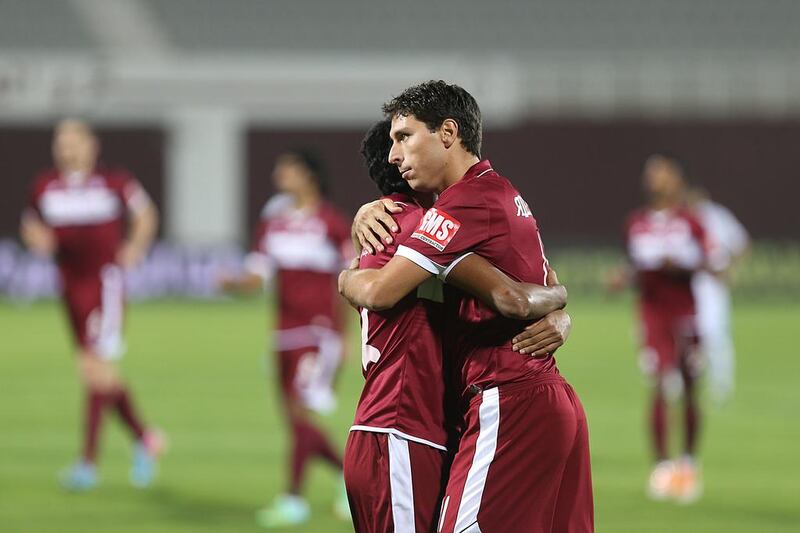 Al Wahda's Sebastian Tagliabue was the man of the hour as Al Wahda defeated Al Shabab with Tagliabue providing both goals for the victory on Saturday, April 5, 2014. Delores Johnson / The National 