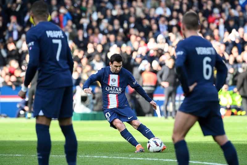 PSG's Lionel Messi scores the winner from a free-kick. AFP