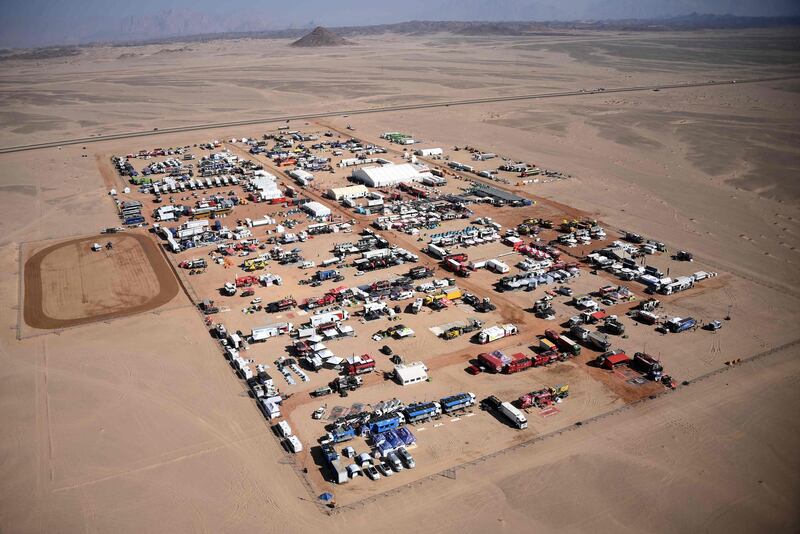 An aerial view of the teams' camp. AFP