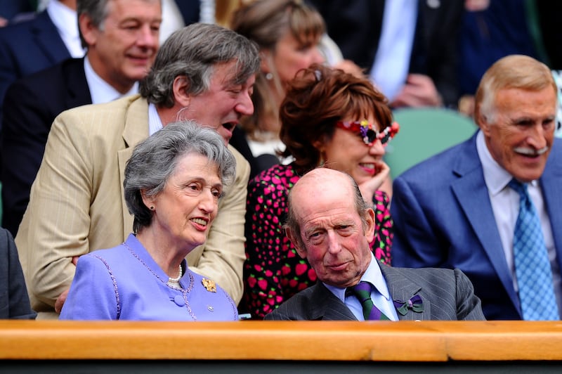 Prince Edward, Duke of Kent, and Lady Susan attend the Wimbledon Lawn Tennis Championships in 2013. Getty Images