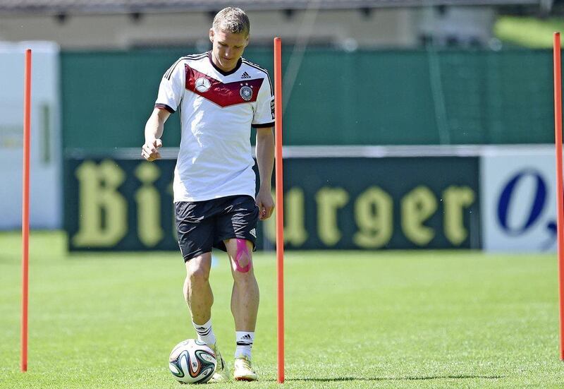 Basitn Schweinsteiger shown during a training session on May 21, 2014 with Germany in St Martin, Italy. Markus Gilliar / Reuters