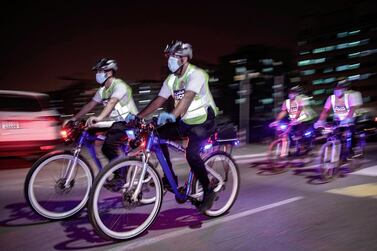 Officers out in the Mussaffah area of the city. Victor Besa / The National