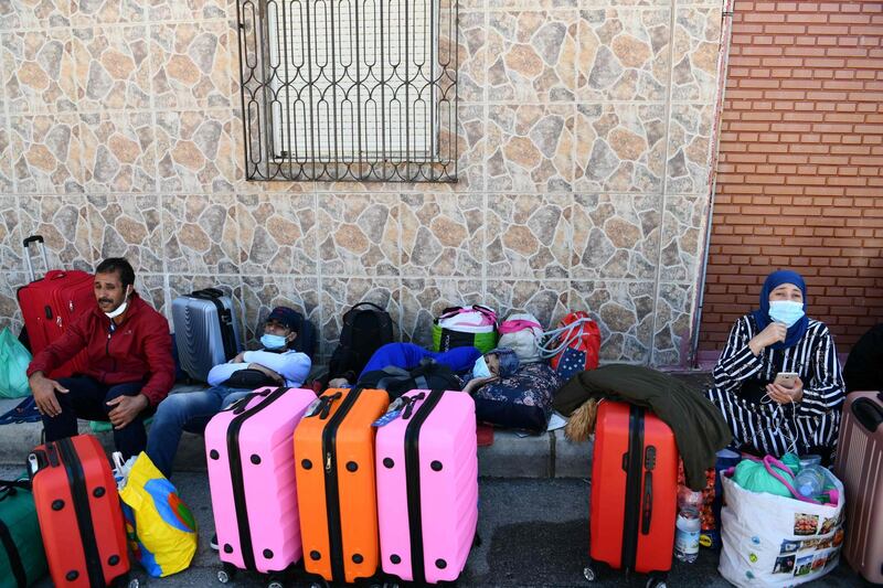 Moroccan citizens wait for their repatriation after being stranded in Spain due to the coronavirus crisis. AFP
