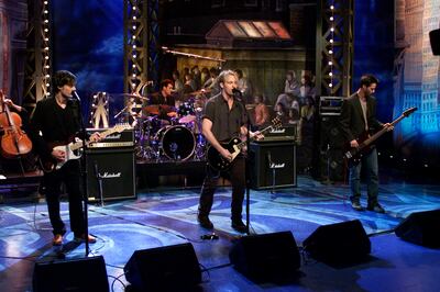Dogstar with Keanu Reeves, far right, on The Tonight Show with Jay Leno in 2000. Getty Images