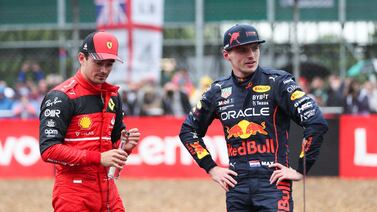 Ferrari's Charles Lerclerc, left, and Red Bull world champion Max Verstappen. PA