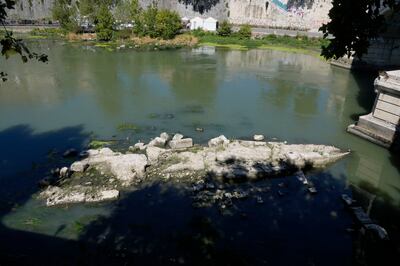 The ruins of the 'Nero's Bridge' in Rome have been exposed owing to drought. AP