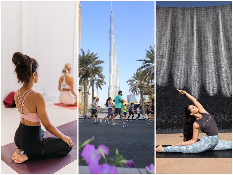 Try yoga, running and plenty more throughout the month - at no extra cost. Photos: L'Couture, Dubai Run, Expo 2020 Dubai