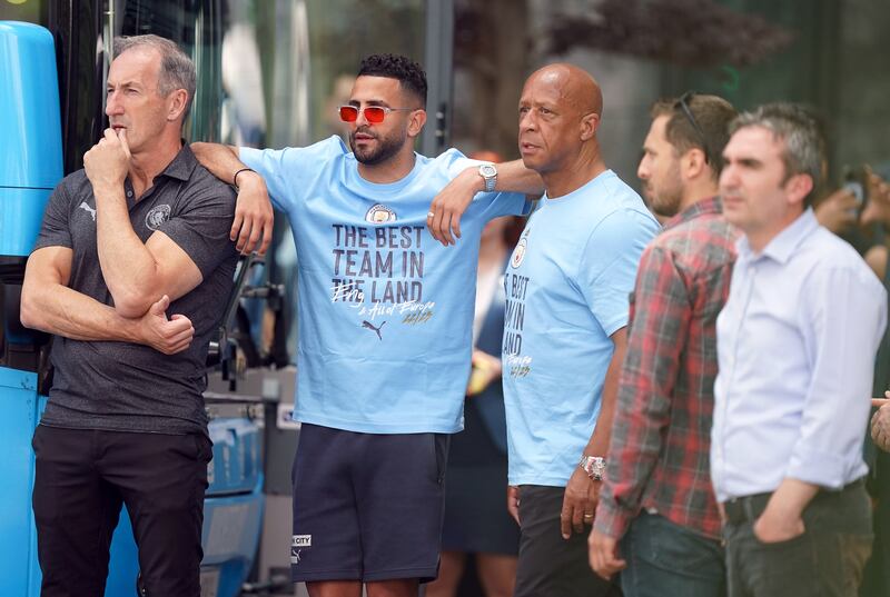 Manchester City's Riyad Mahrez leaving their team hotel in Istanbul, following their victory over Inter Milan in yesterday's UEFA Champions League Final. PA