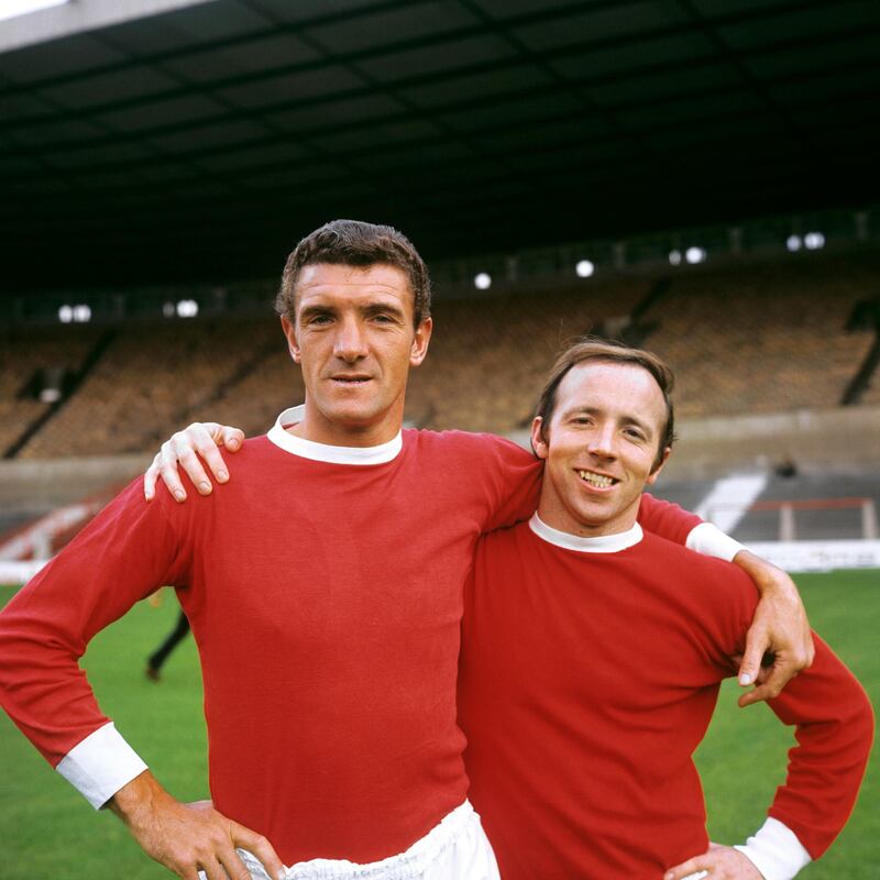 Bill Foulkes (left) and Nobby Stiles of Manchester United in 1968. PA