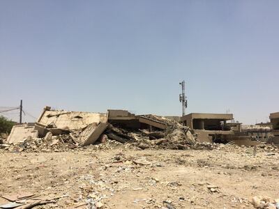 Remnants of the mosque that was blown up in the June 6 explosion in Sadr City. Residents say there is still explosives under the rubble. Sofia Barbarani / The National 