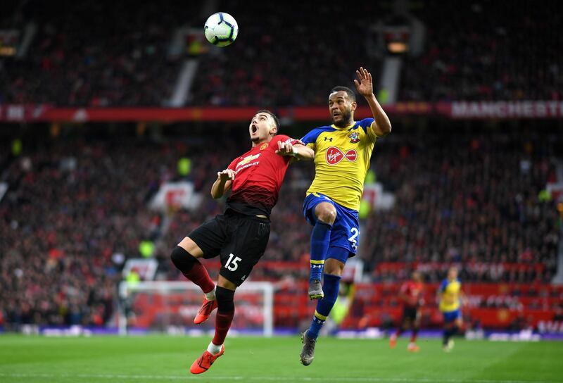 Pereira battles for possession with Ryan Bertrand of Southampton. Getty Images